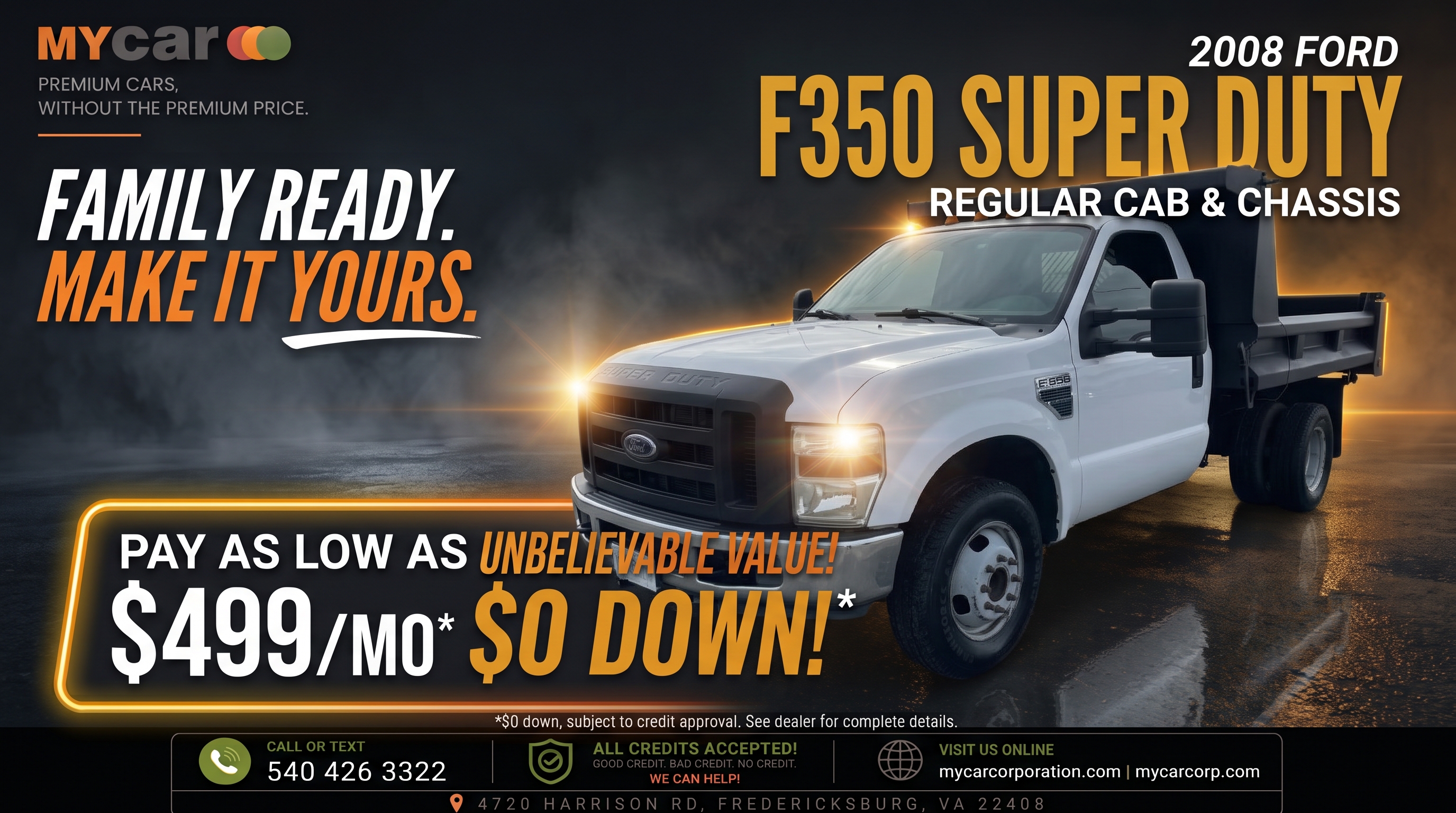 Actual 2008 Ford F350 Super Duty Regular Cab & Chassis 141" W.B. 2D inventory photograph