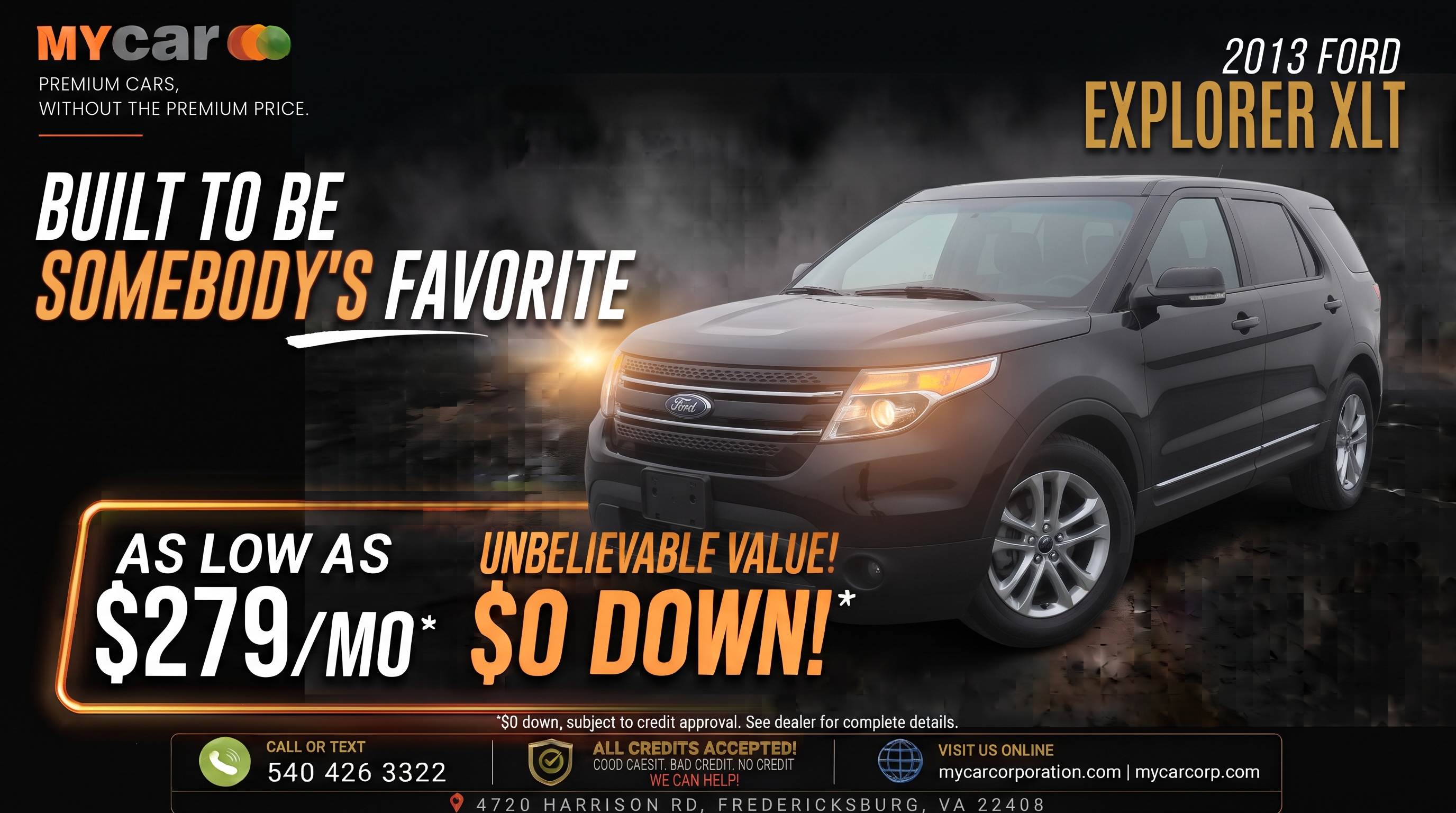 Actual 2013 FORD Explorer XLT inventory photograph