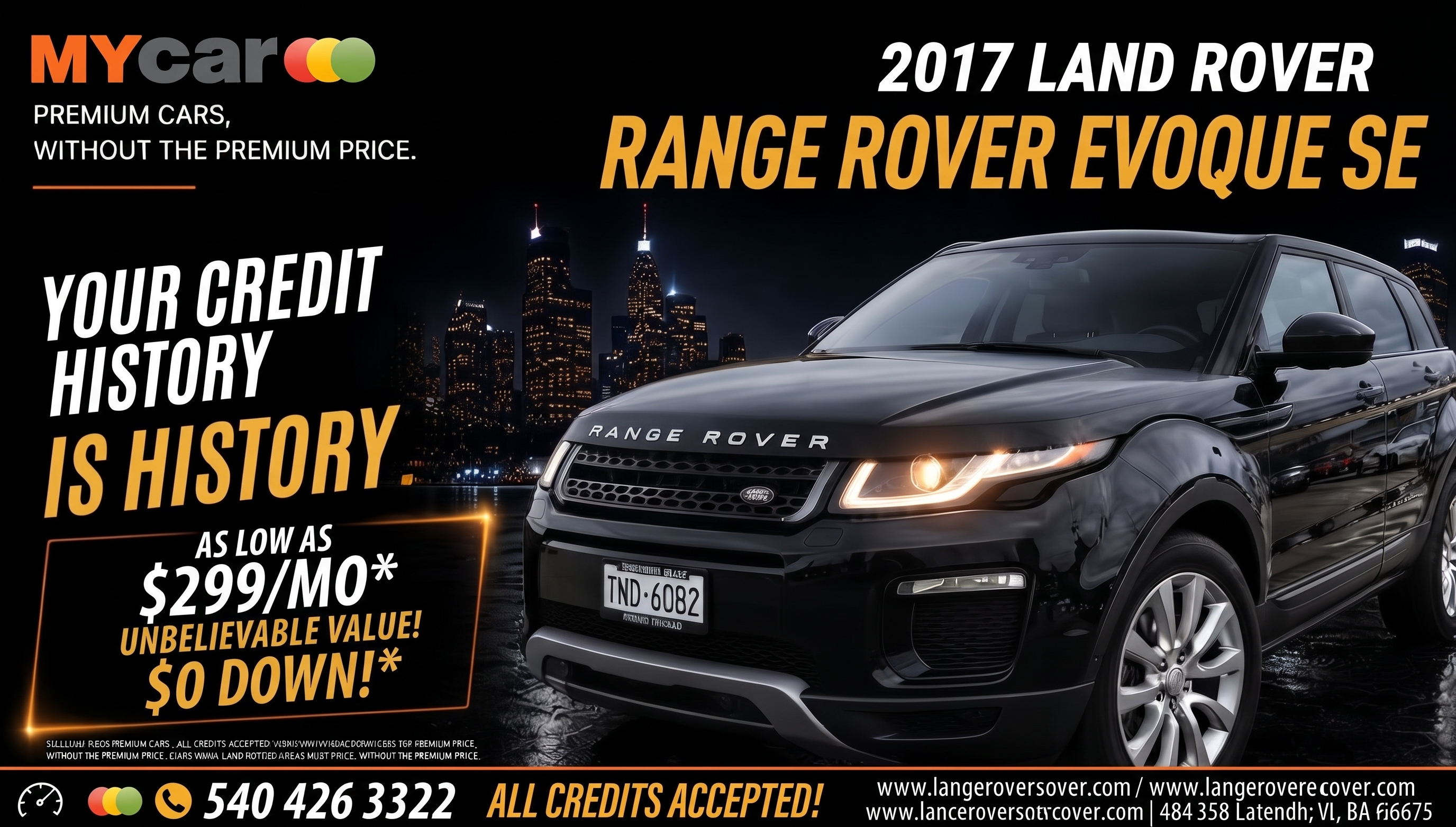 Actual 2017 LAND ROVER Range Rover Evoque SE inventory photograph